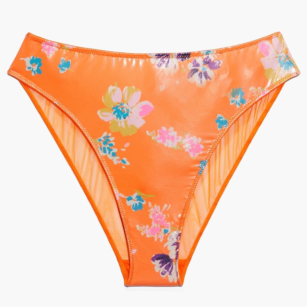 SAVAGE X FENTY Night Blooms High Leg Bikini Orange Creme Bedtime Bouquet M NWT - Picture 3 of 14
